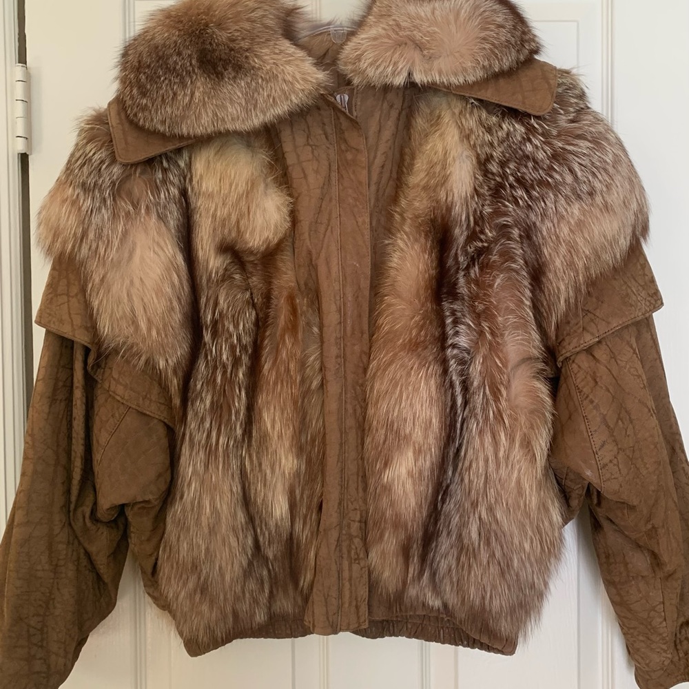 Leather and fur jacket